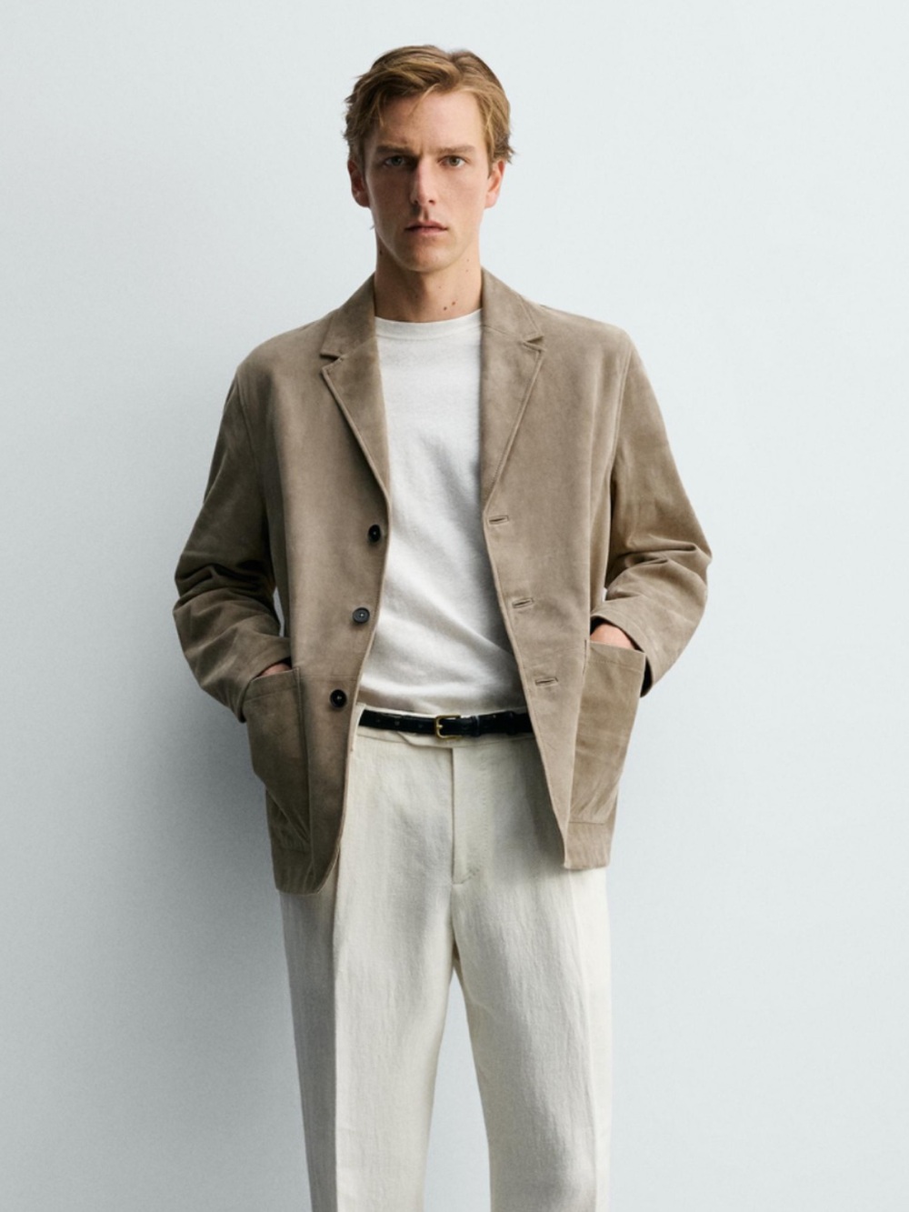 Zara Medium REGULAR FIT SUEDE LEATHER BLAZER